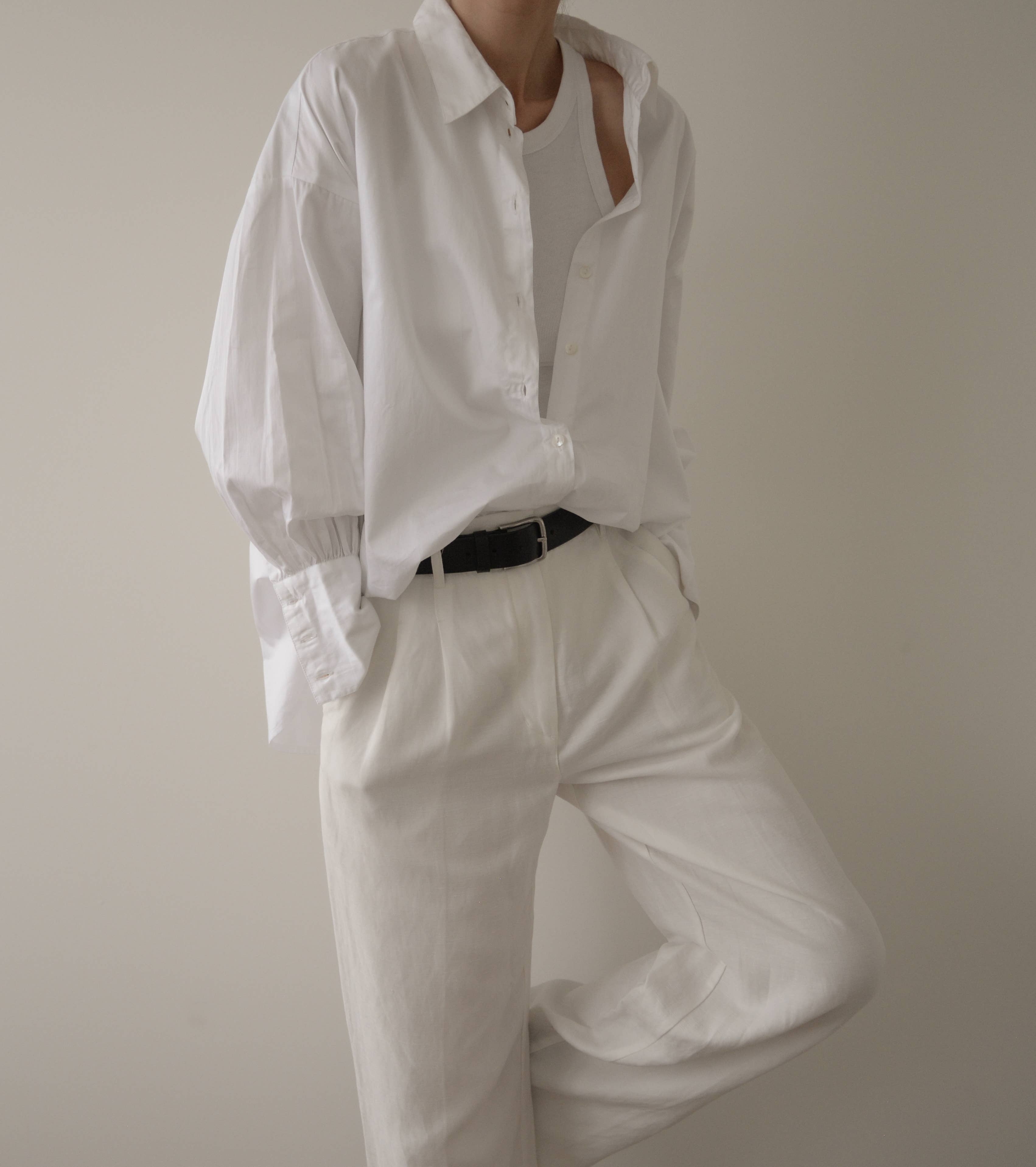 White Museo Poplin Button Down Shirt