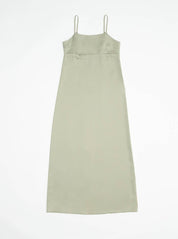 Sage Satin Square Neck Dress