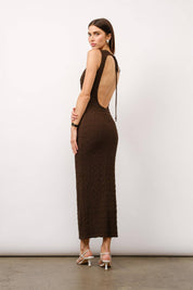 Camilla Textured Espresso Brown Maxi Dress