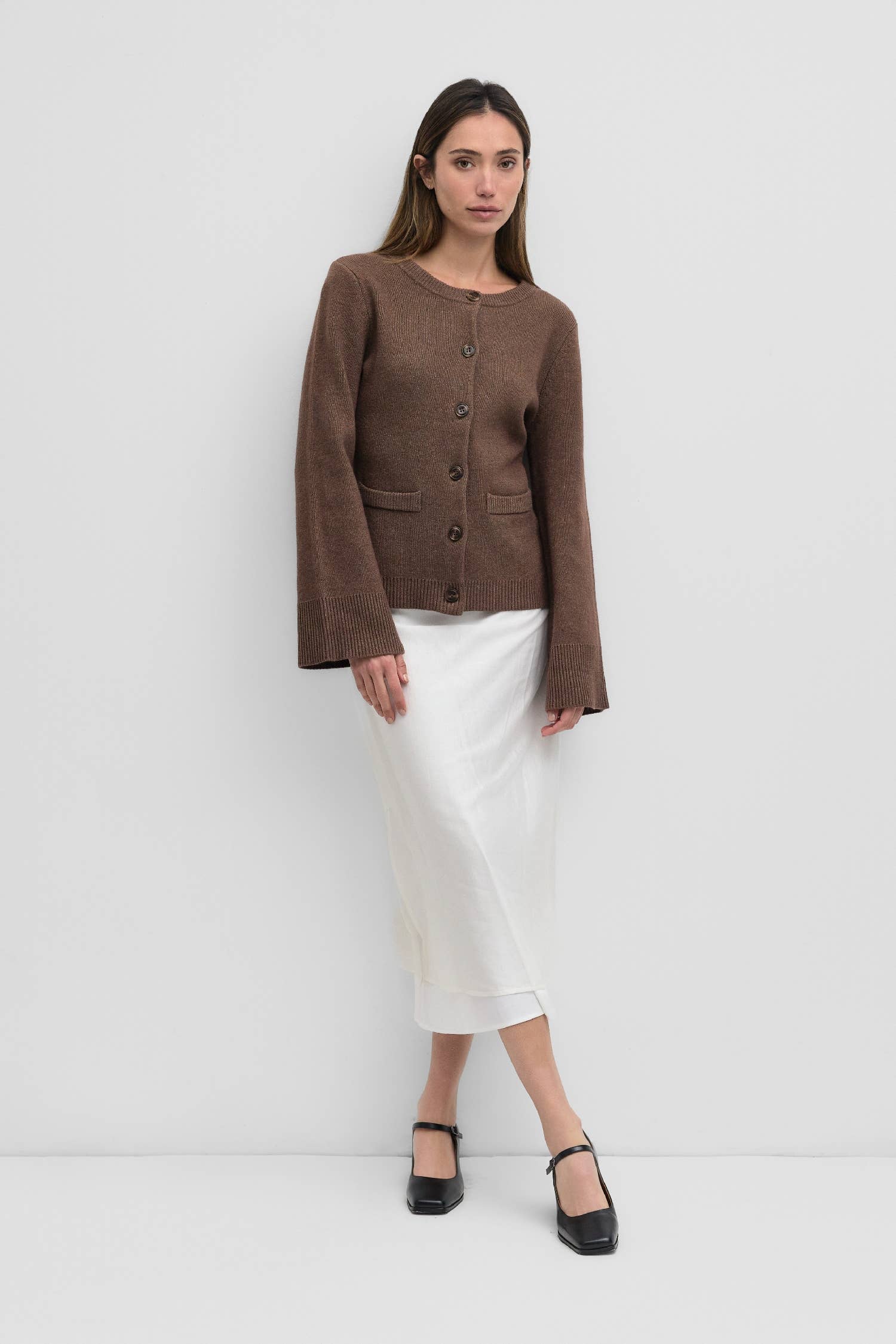 Chestnut Bell Sleeve Cardigan