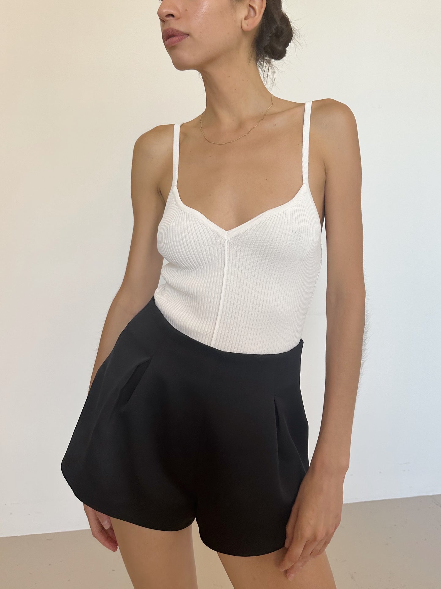 White Lucie Ribbed Cami