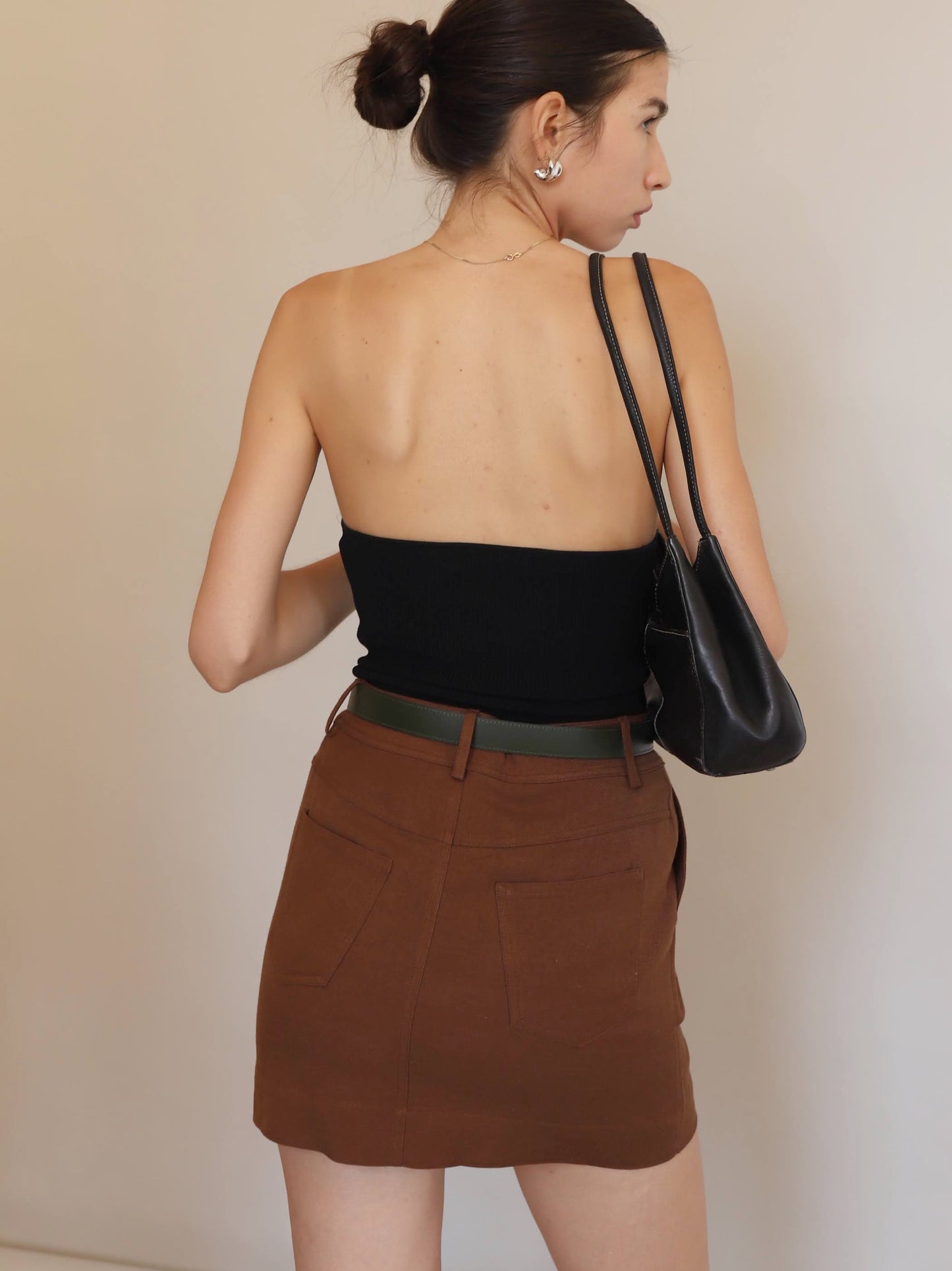 Brown Pauline Linen Mini Skirt
