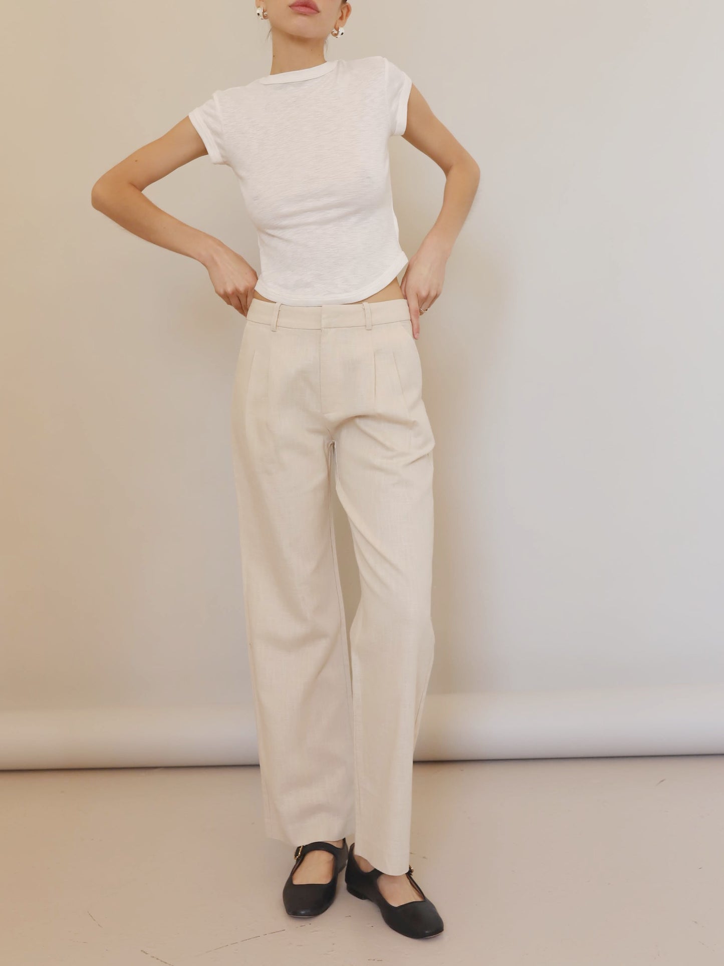Natural Linen Straight Trousers