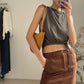 Brown Pauline Linen Mini Skirt