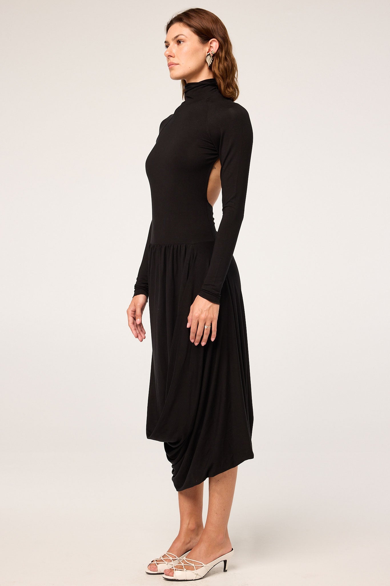 The Line by K Jan Open Back Draped Dress