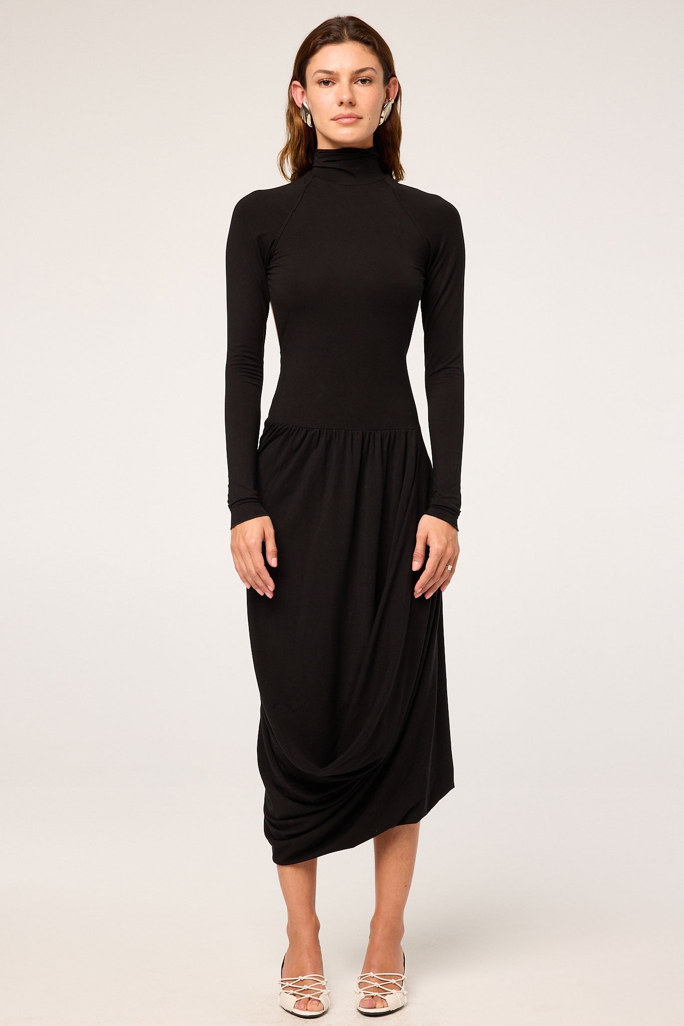 The Line by K Jan Open Back Draped Dress