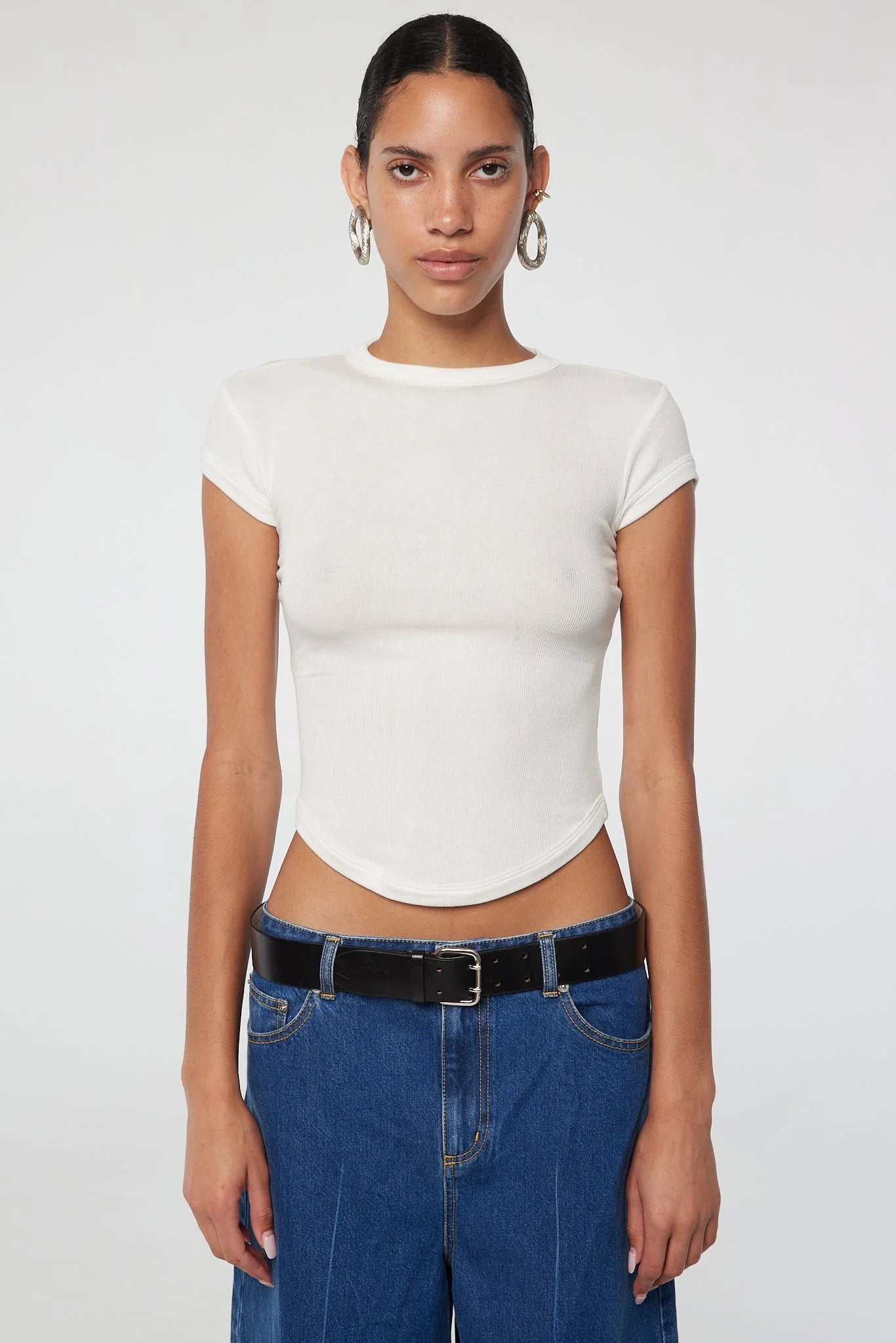 Line by K White Cap Sleeve Lavi Tee