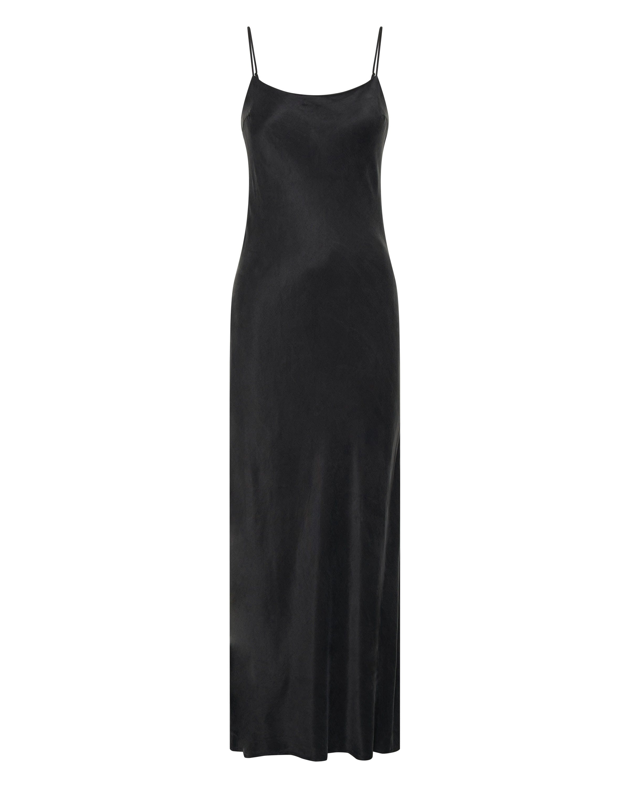 Black Cupro Bias Maxi Slip Dress
