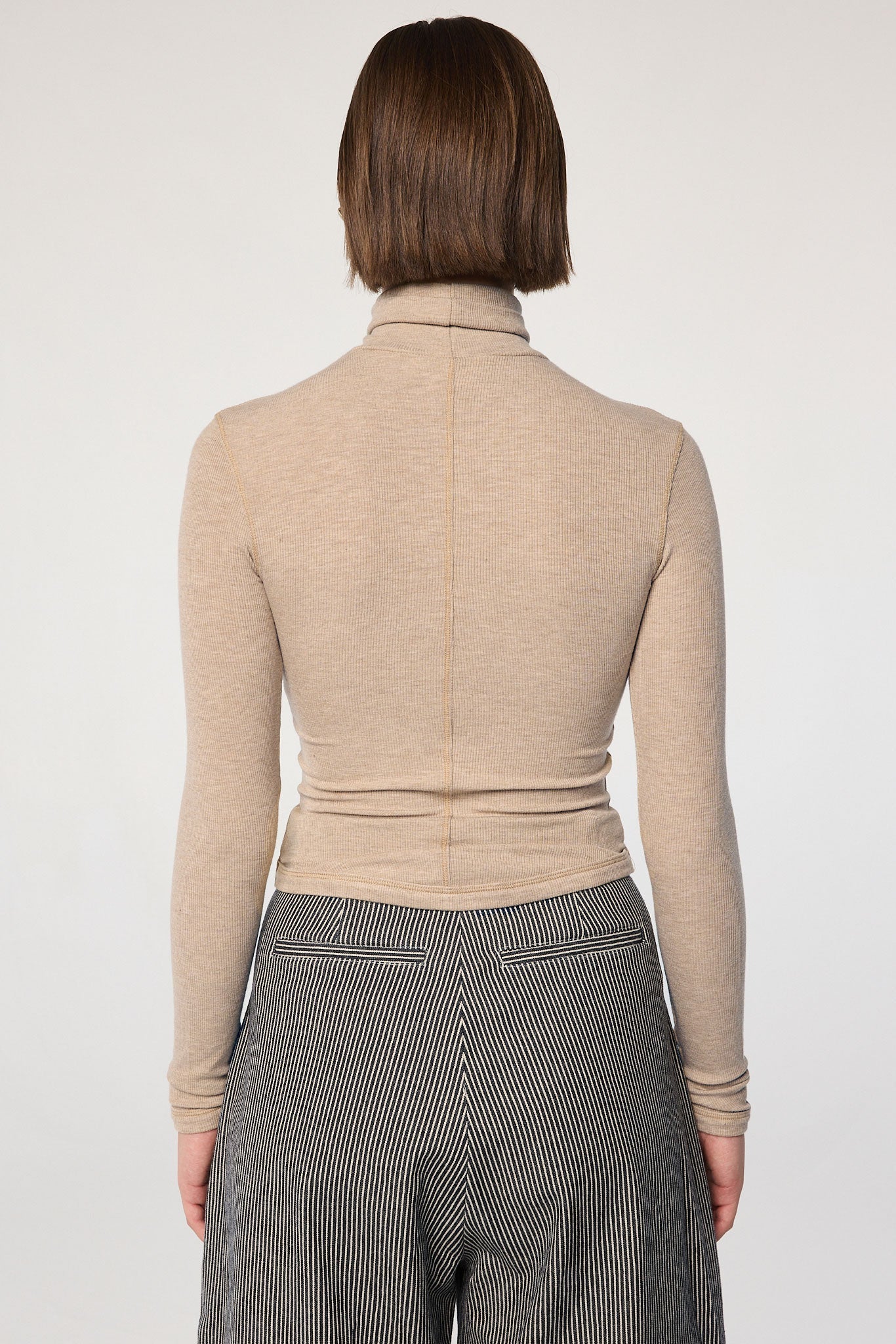 The Line By K Mads Beige Melange Turtleneck Top