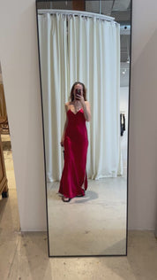 Vintage Red Silk Slip Dress