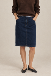 Vintage Raw Hem Denim Skirt 24" Waist