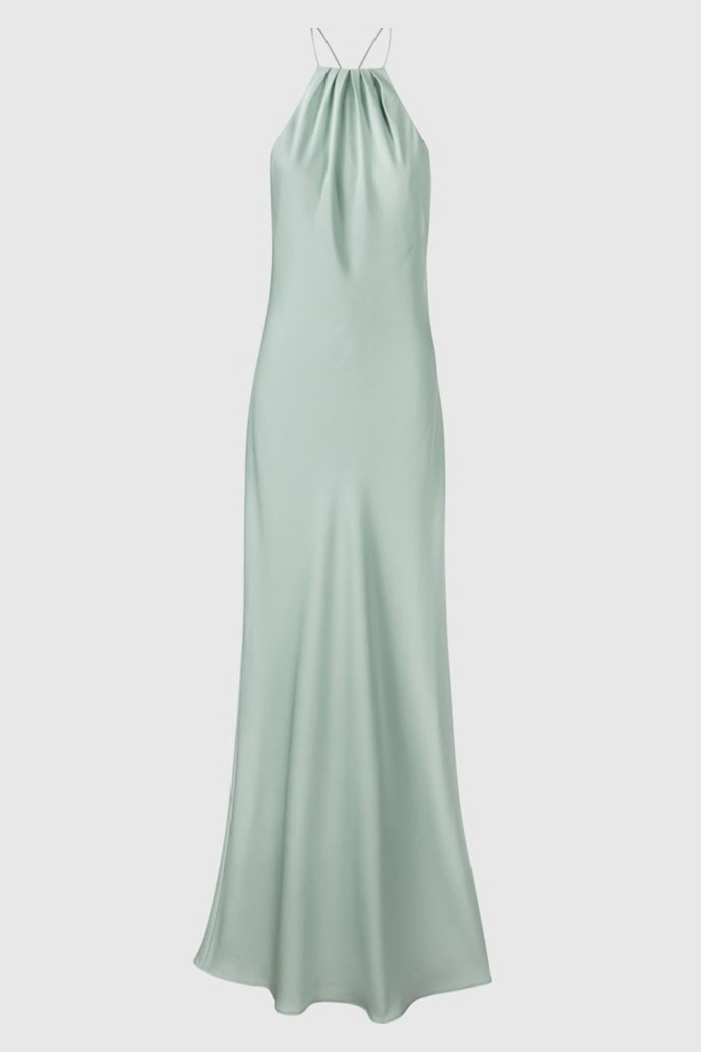 Sage Satin Halter Maxi Dress