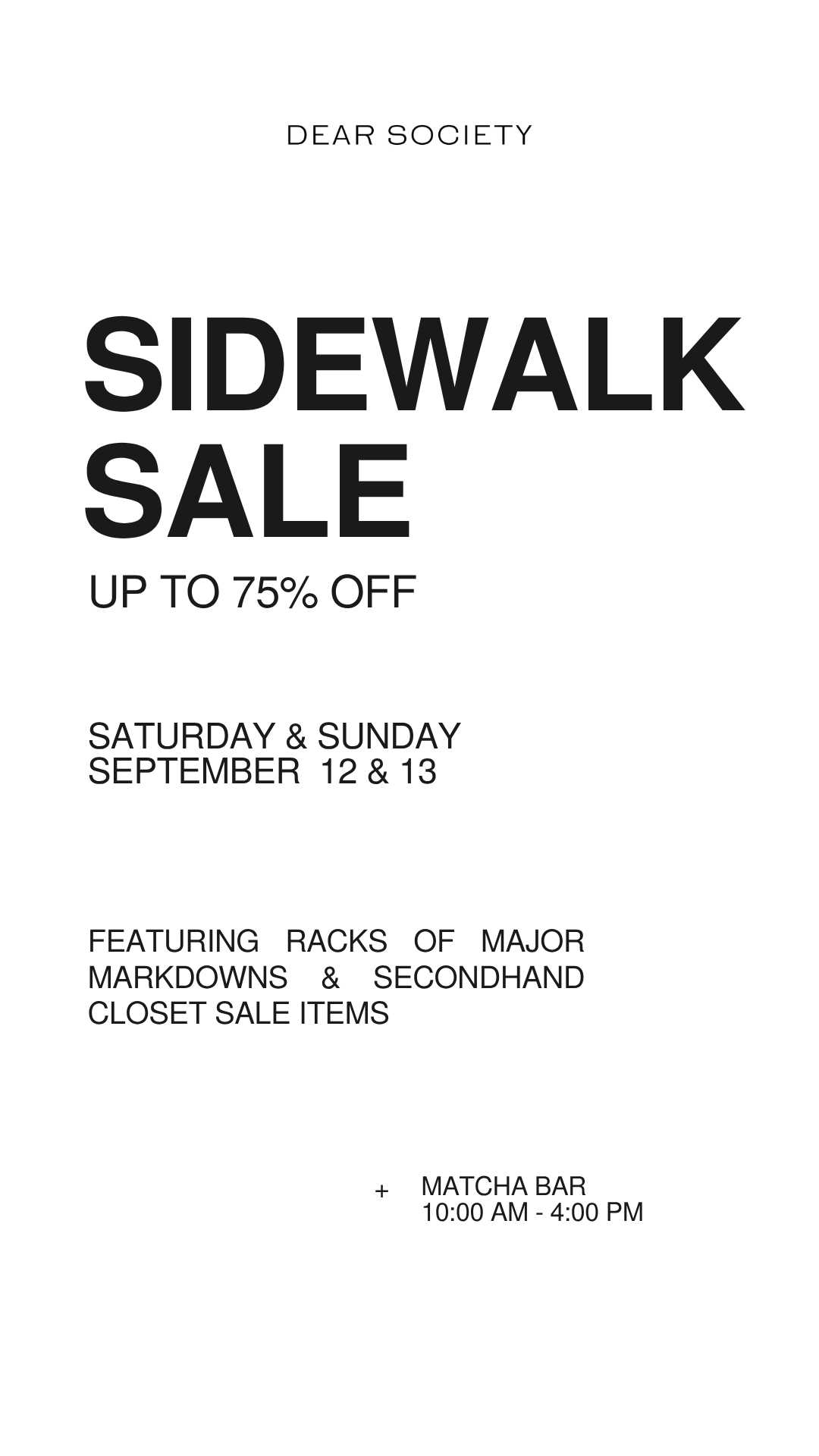 Sidewalk Sale - Saturday, September 12th &amp; 13th