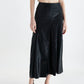 Vegan Leather Midi Box Pleat Skirt