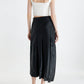 Vegan Leather Midi Box Pleat Skirt