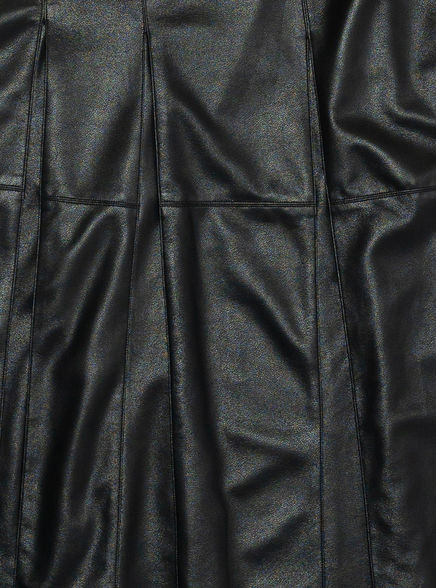 Black Vegan Leather Pleat Midi Skirt