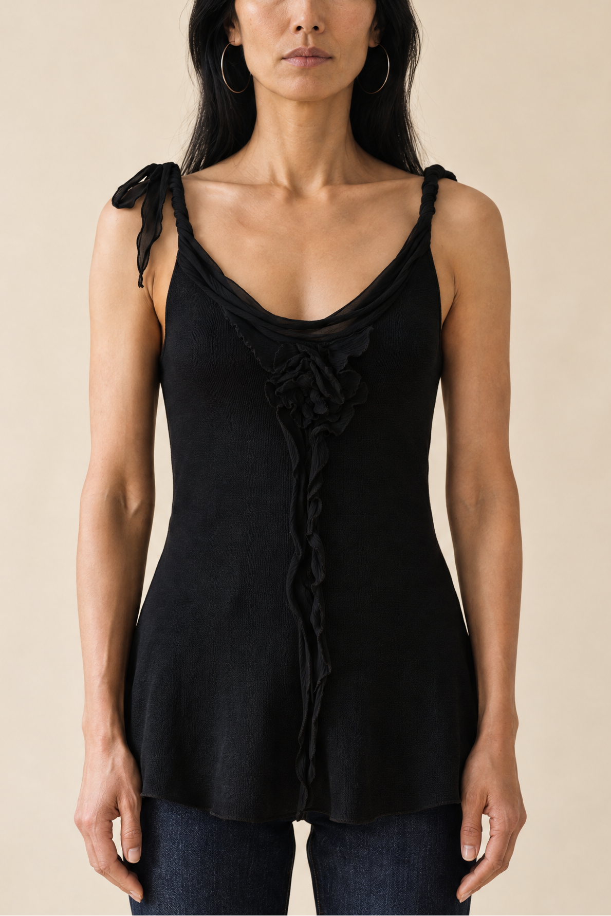Vintage Black Silk Knit Tank