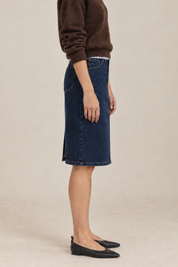 Vintage Raw Hem Denim Skirt 24" Waist