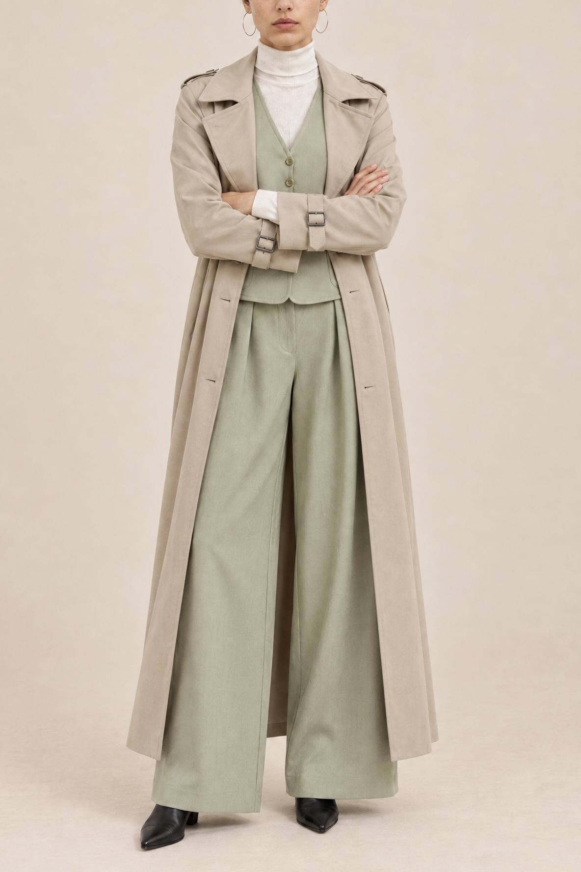 Vintage Sage Green Saks Fifth Avenue Vest & Pant Set