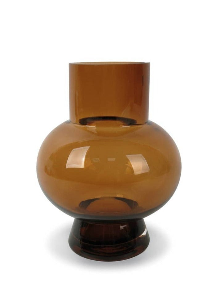 Round Amber Glass Vase
