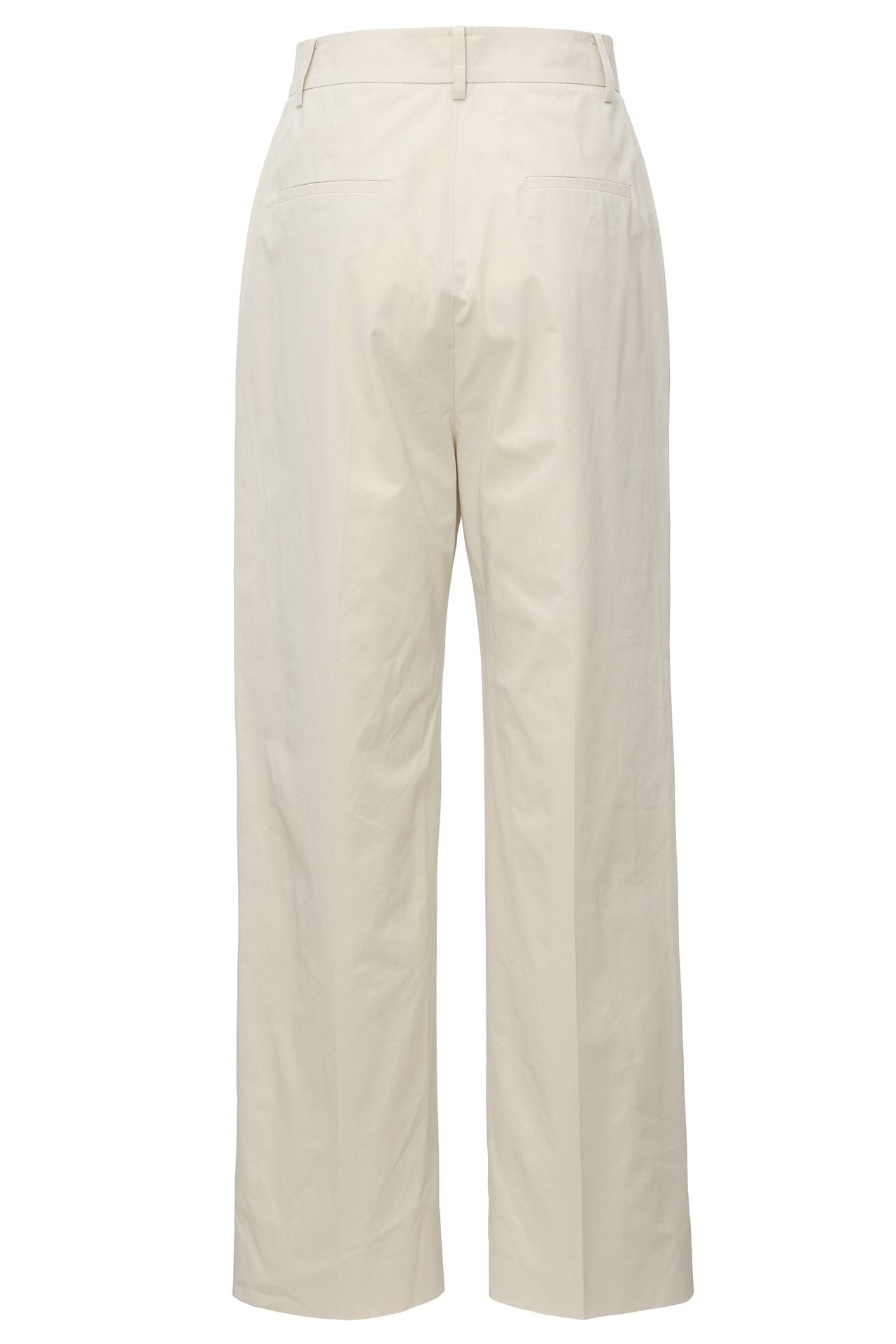 Beige Cotton Pleated Pants