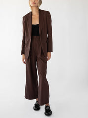 Trois Chocolate Brown Wide Leg Trousers