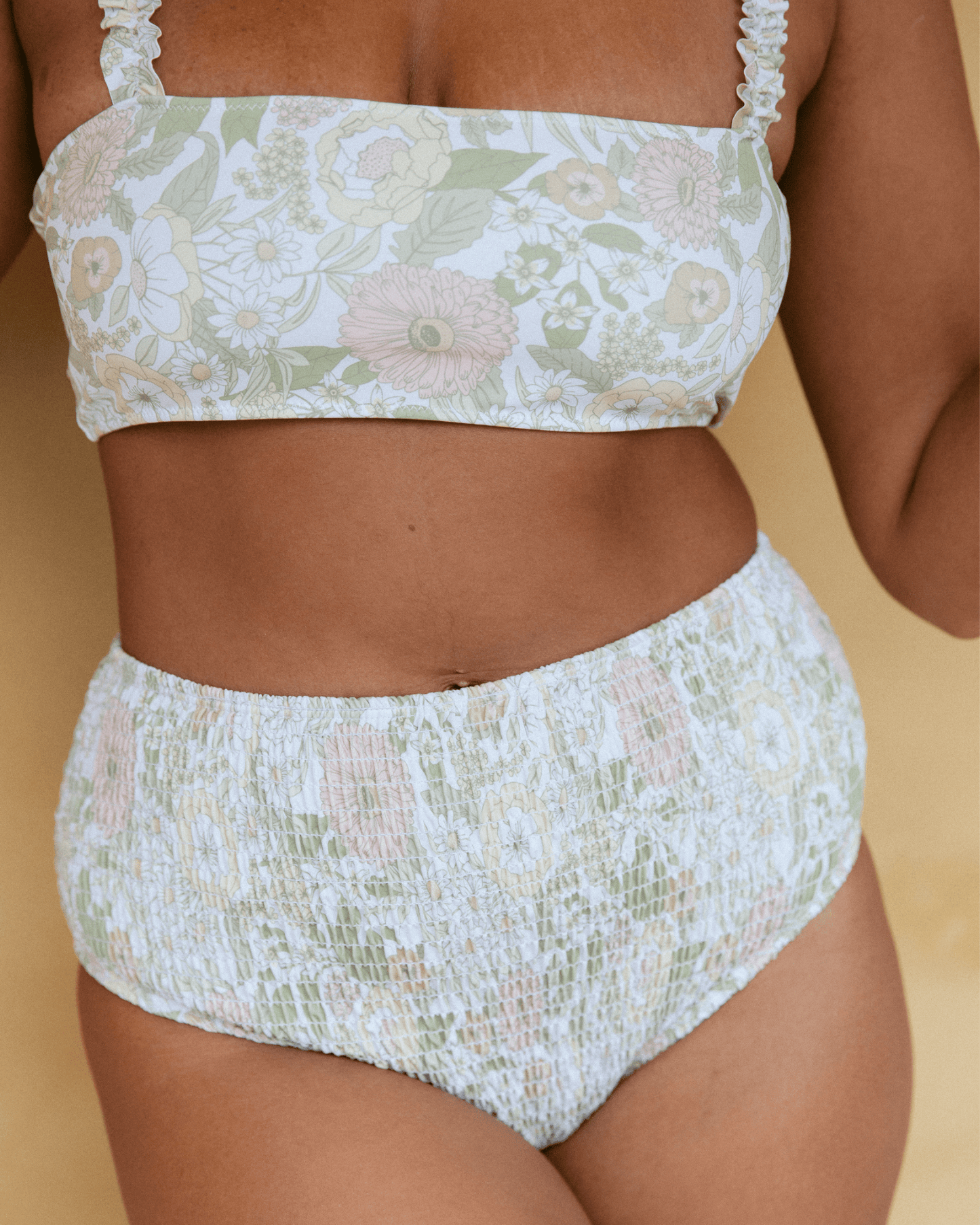 White Floral Newport Smocked Brief