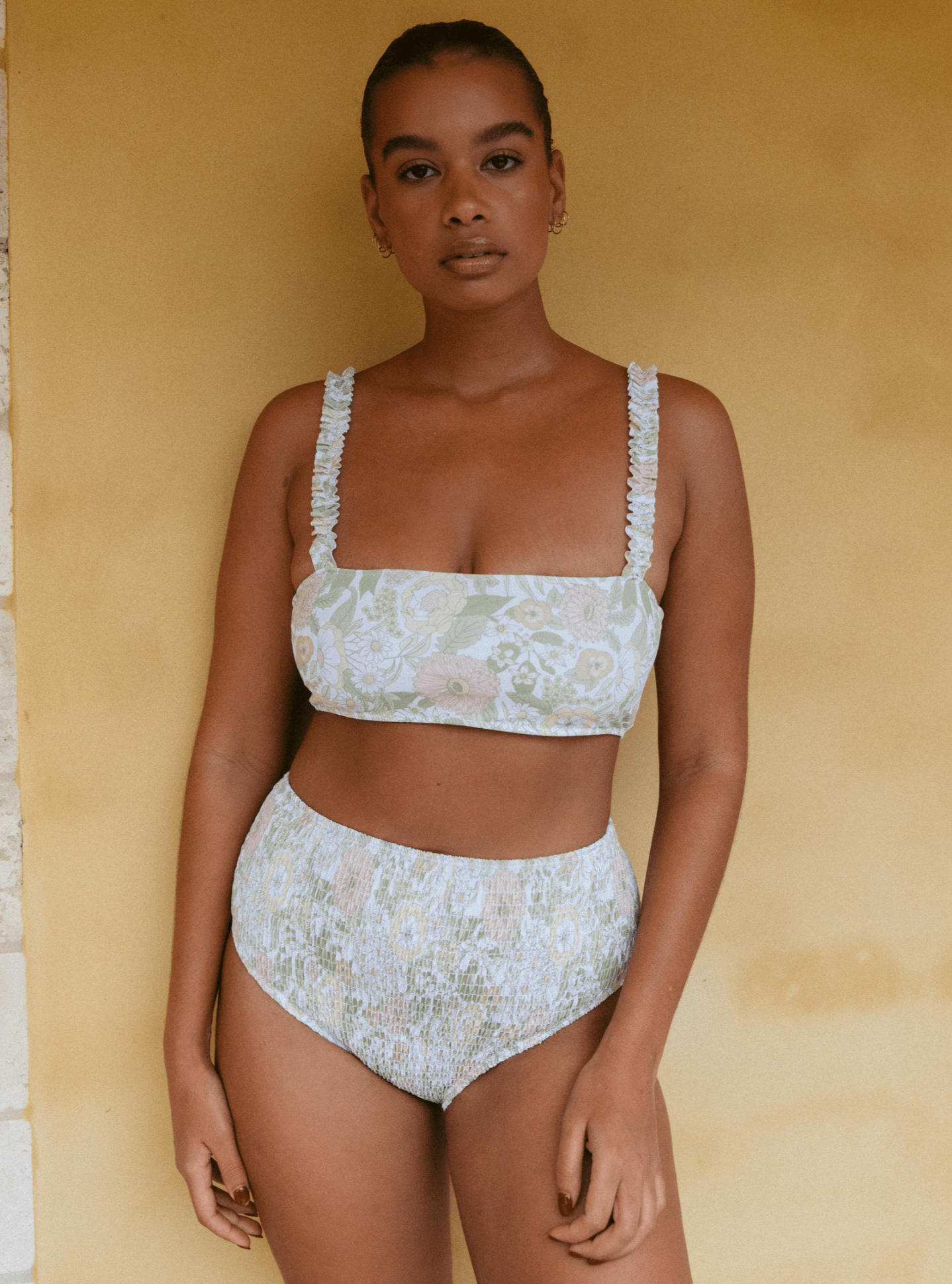 White Floral Newport Smocked Brief