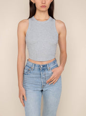 Heather Grey Cropped Ribbed Tank