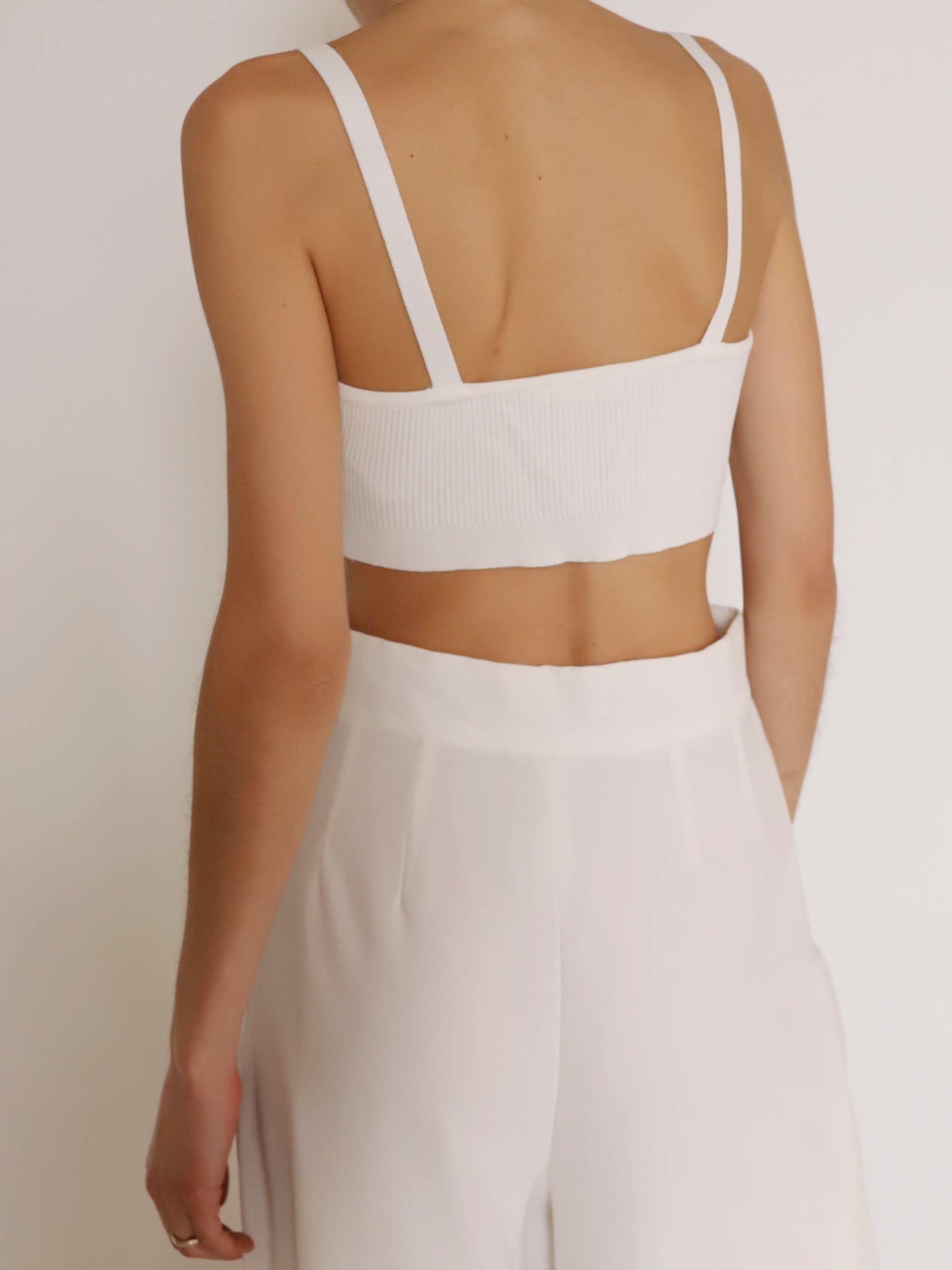 White Ribbed Sweater Bralette Top