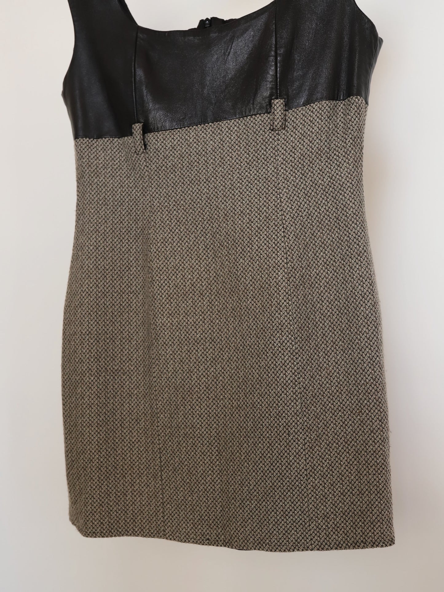 Vintage Nouritano Leather Tweed Mini Dress