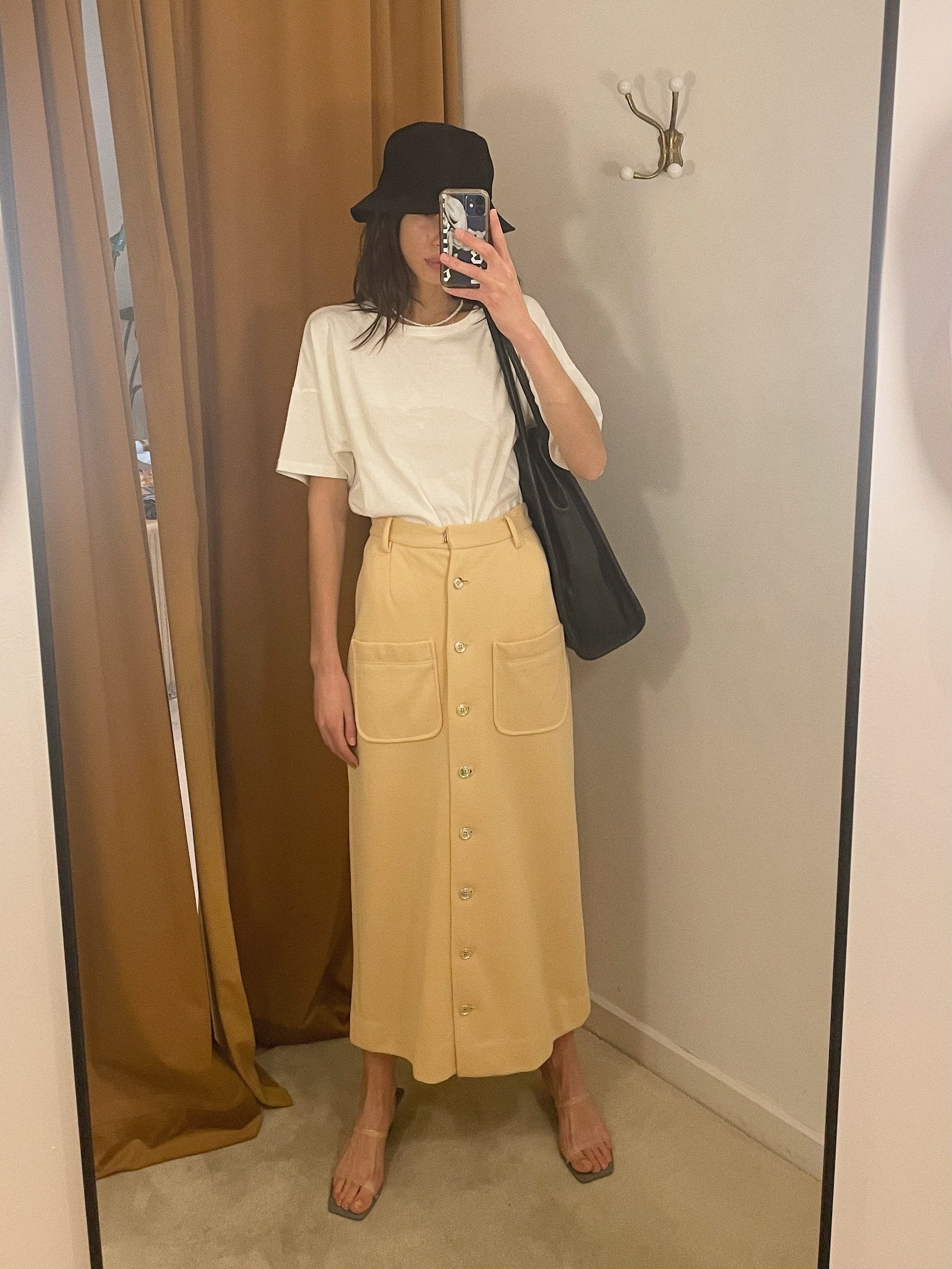 Button down outlet skirt khaki