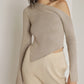Taupe Asymmetrical Off Shoulder Sweater