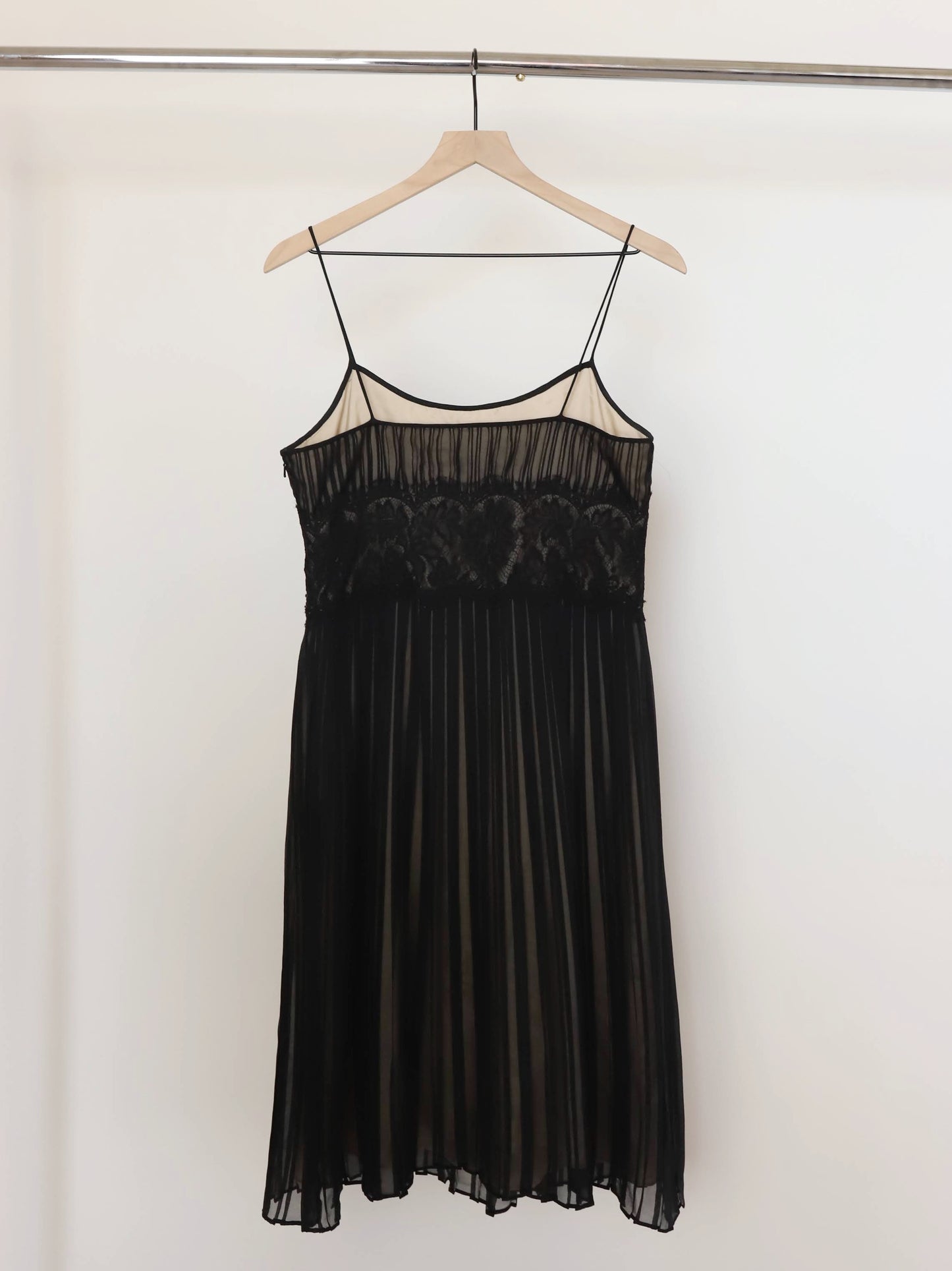 Vintage Anne Klein Black Silk Pleated Dress