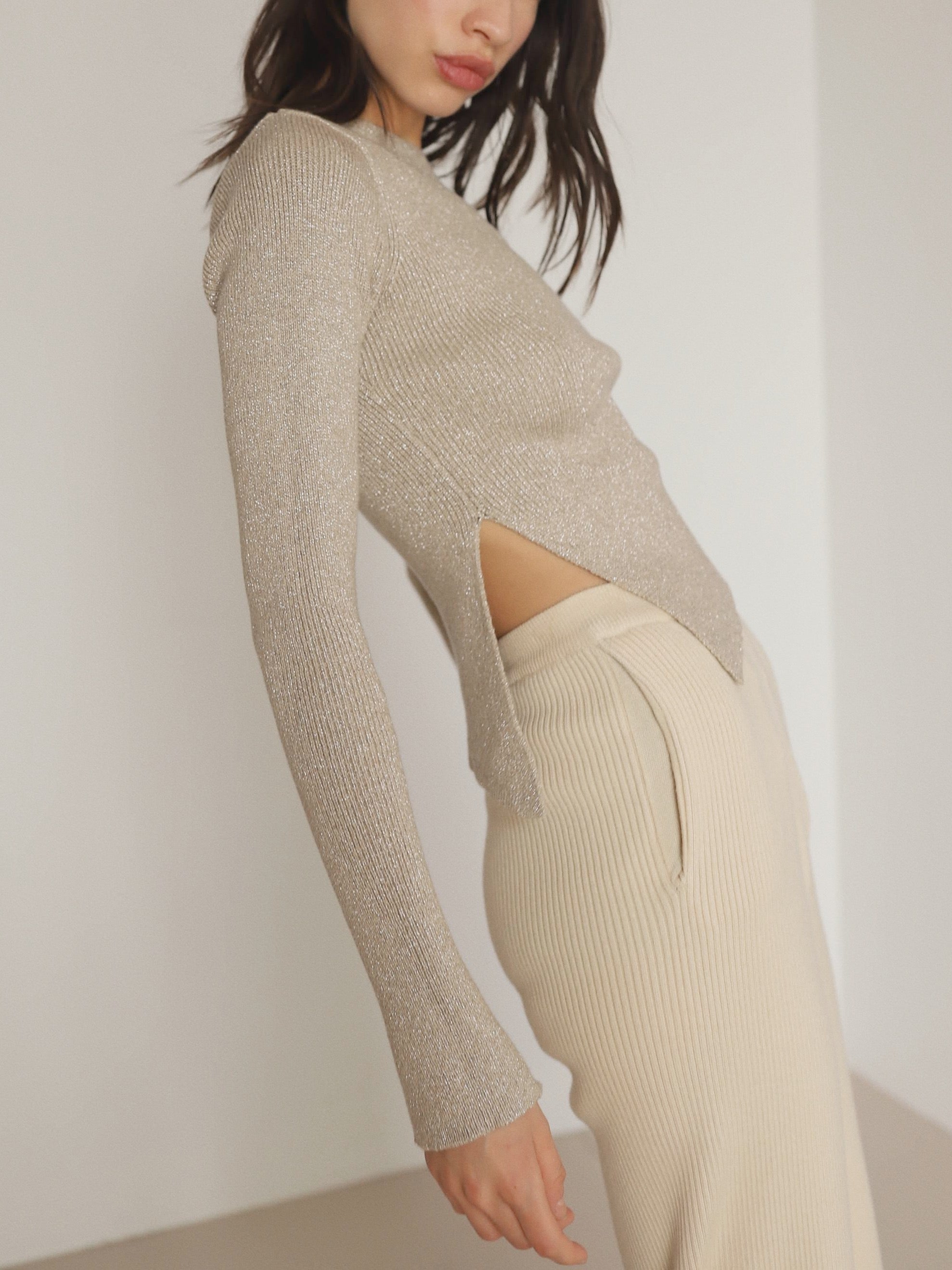 Cream Minimalist Sweater, off Shoulder Sweater, Asymmetrical